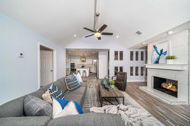 Family room opens to amazing kitchen.