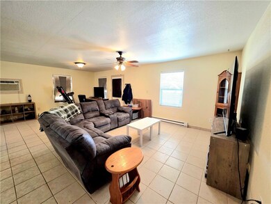 Living area featuring a baseboard radiator, light
