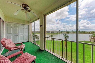 Large lanai with water view.  There is also a large storage closet there