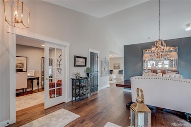 Formal dining space with grand chandelier