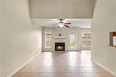 Living room with cozy fireplace