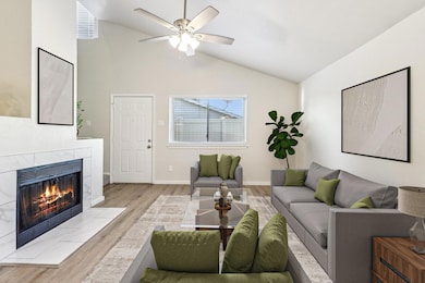 Family room/den is virtually staged.