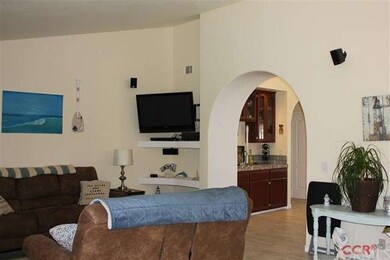 Built in corner shelving.