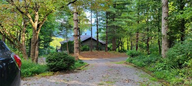 Summer time Peek-a-boo view from wide driveway & screen porch - Neighbors home with metal roof shown was purchased in 12/22 and totally remodeled during 2023.  Quiet Neighborhood - 2-3 minutes to golf course