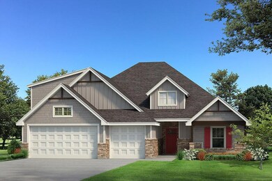 Craftsman house with board and batten siding, a front yard, concrete driveway, a garage, and roof with shingles