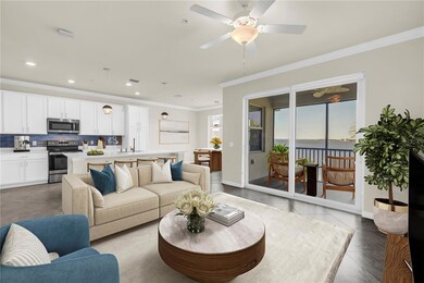 Virtual staged living and kitchen area