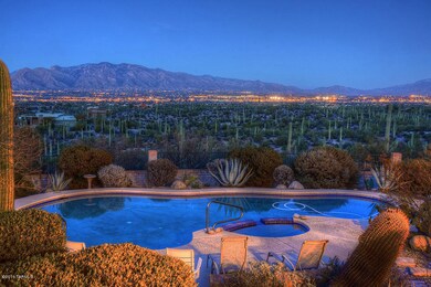 Pool area overlooks the city
