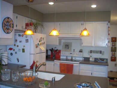 View of kitchen from dining room