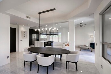 Custom lighting in dining area
