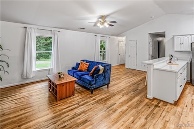 Living area featuring light wood-type flooring, va