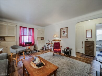 View of hardwood floored living room