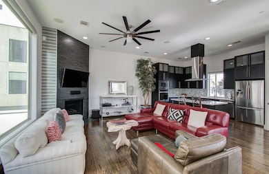 2nd floor living space with high ceilings, custom