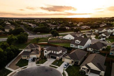 Aerial view at dusk of a residential view