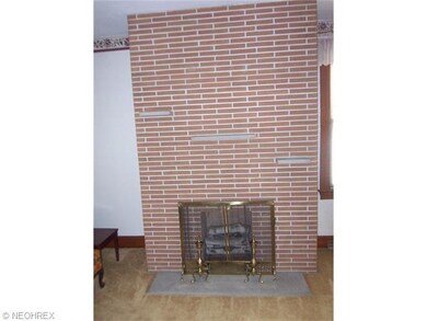 This red brick fireplace was built in the late 194