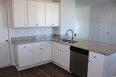 Kitchen with dishwasher, sink, dark hardwood / woo