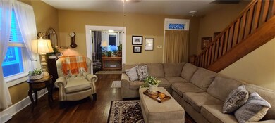 Spacious living room with beautiful hardwood floor