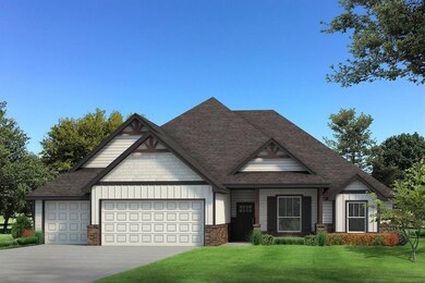 Craftsman-style home with a front lawn and a garag