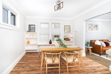 Dining room with hardwood / wood-style floors and 