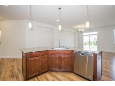 Kitchen island looking into dining area.