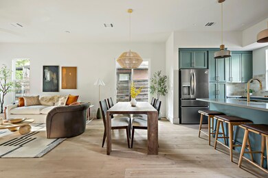 Dining space featuring light wood-type flooring