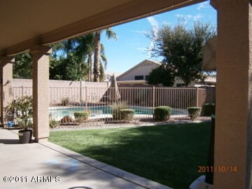 covered patio with misting system