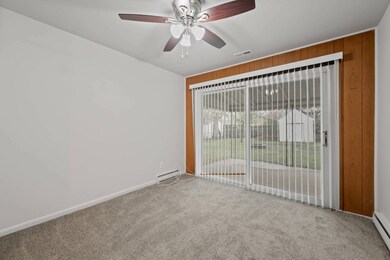 Dining area leads out to yard