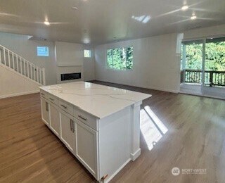 Kitchen to great room with covered deck access