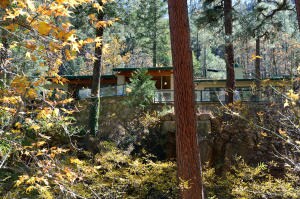 Home perched on cliffs edge Autumn
