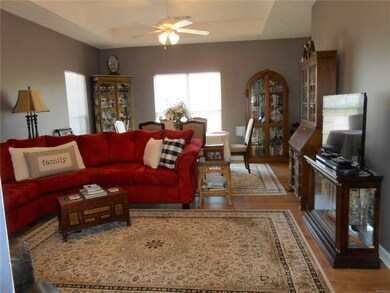 View of living room dining room combo.