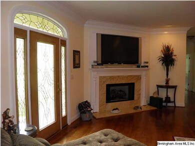 Beautiful leaded-glass entrance door and sidelight