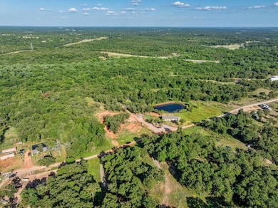 Aerial overview of property's location with a forest and a nearby body of water