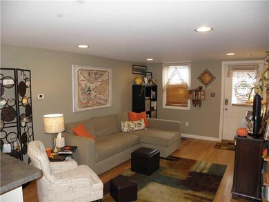 Living Room. Gorgeous Bamboo Wood Flooring through
