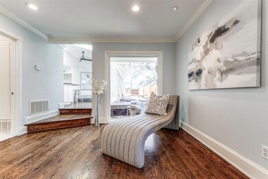 Breakfast area featuring wood floors, baseboards, 