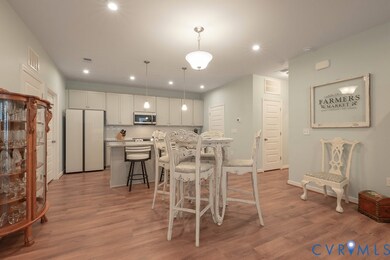Dining space featuring recessed lighting and light wood-type flooring