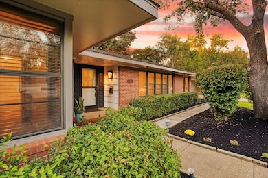 Property entrance with brick siding