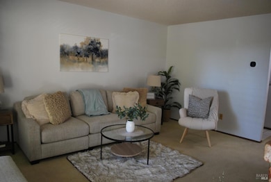 Spacious Living Room with a Brick Wood Burning Fireplace