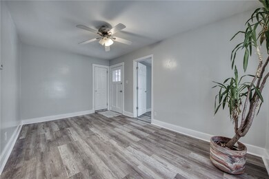 Coat closet in entry area and door to right leads