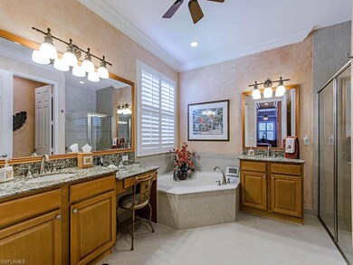 spacious Master bath with his and hers vanities.