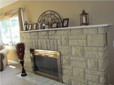 Beautiful stone fireplace in the living room