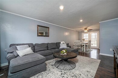 Recessed lighting and crown molding in the living