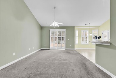 Interior space featuring ceiling fan with notable 