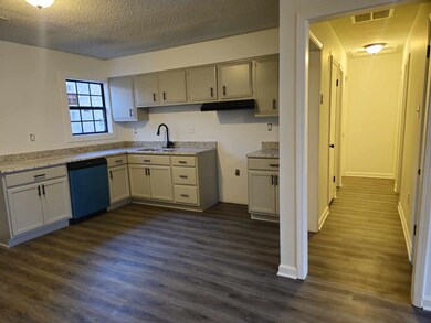 Kitchen featuring sink, dark wood-type flooring, b
