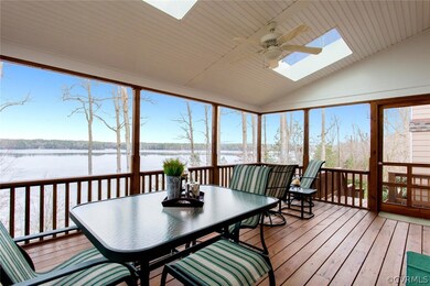 Waterfront screen porch with skylights,  vaulted c