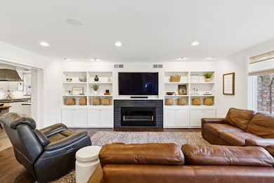 Living room with custom built ins