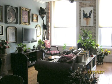 Beautiful exposed brick walls around the windows.