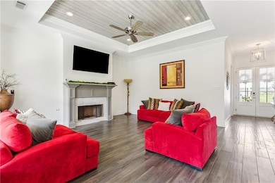 Gas Start fireplace.  Floors are ceramic tile that
