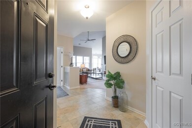 Foyer with ceiling fan