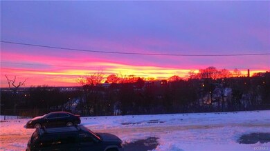 Winter sunset view from front steps