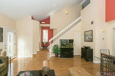 Looking from the living room to the stair case