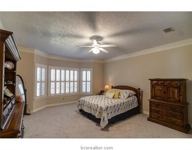 Master Bedroom. Master with a bay window and plant